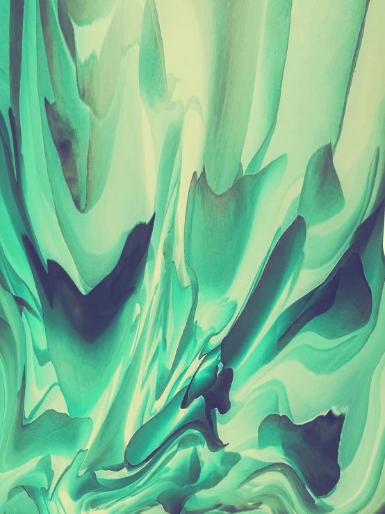 a man riding a surfboard on top of a wave, an abstract painting, inspired by Art Green, trending on unsplash, abstract art, ((greenish blue tones)), wallpaper mobile, digital art - n 9, malachite