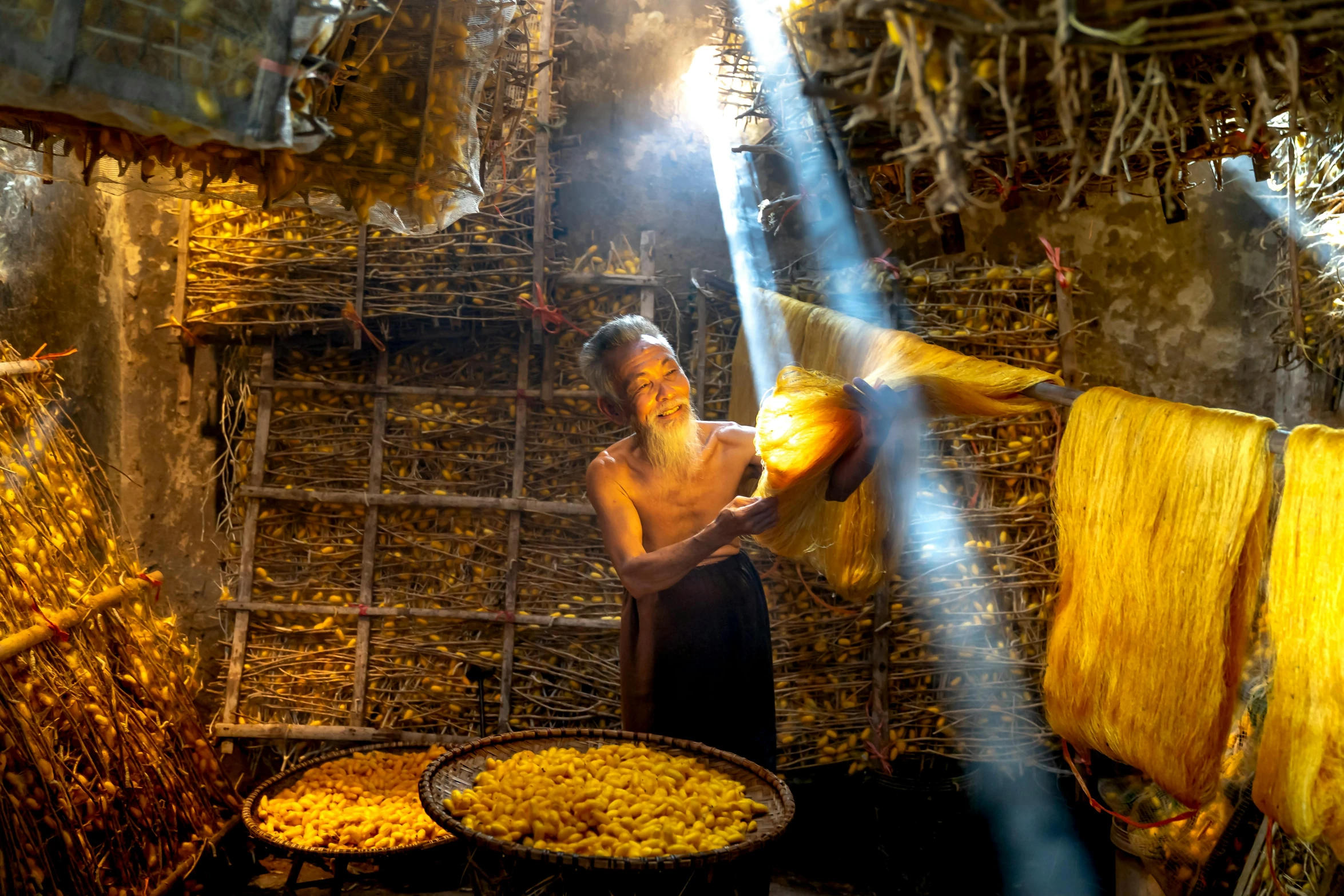 a woman standing in front of a pile of food, a portrait, by Scott Samuel Summers, pexels contest winner, holy man looking at ground, standing under a beam of light, calcutta, avatar image