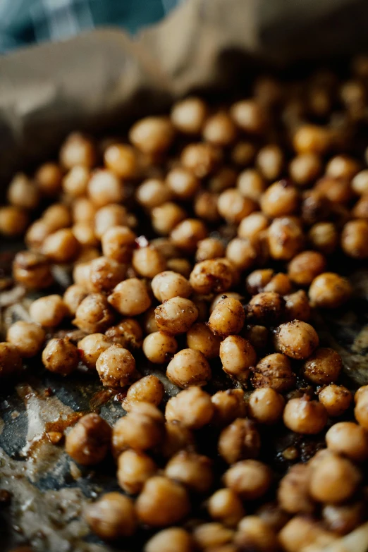 roasted chickpeas on a baking sheet, by Matt Cavotta, pexels, renaissance, portrait closeup, instagram post, circle, 8l