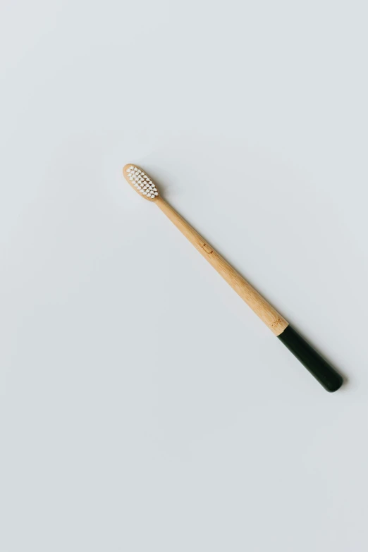 a toothbrush sitting on top of a white surface, giant wooden club, shodo, black, olive