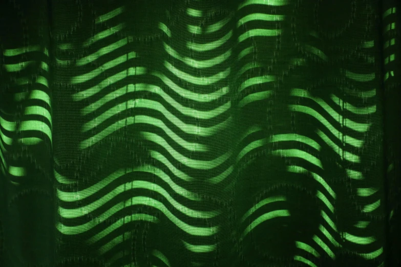 a close up of a shower curtain with green lights, inspired by Bruce Nauman, moire, ((waves, desktop wallpaper, helio oiticica