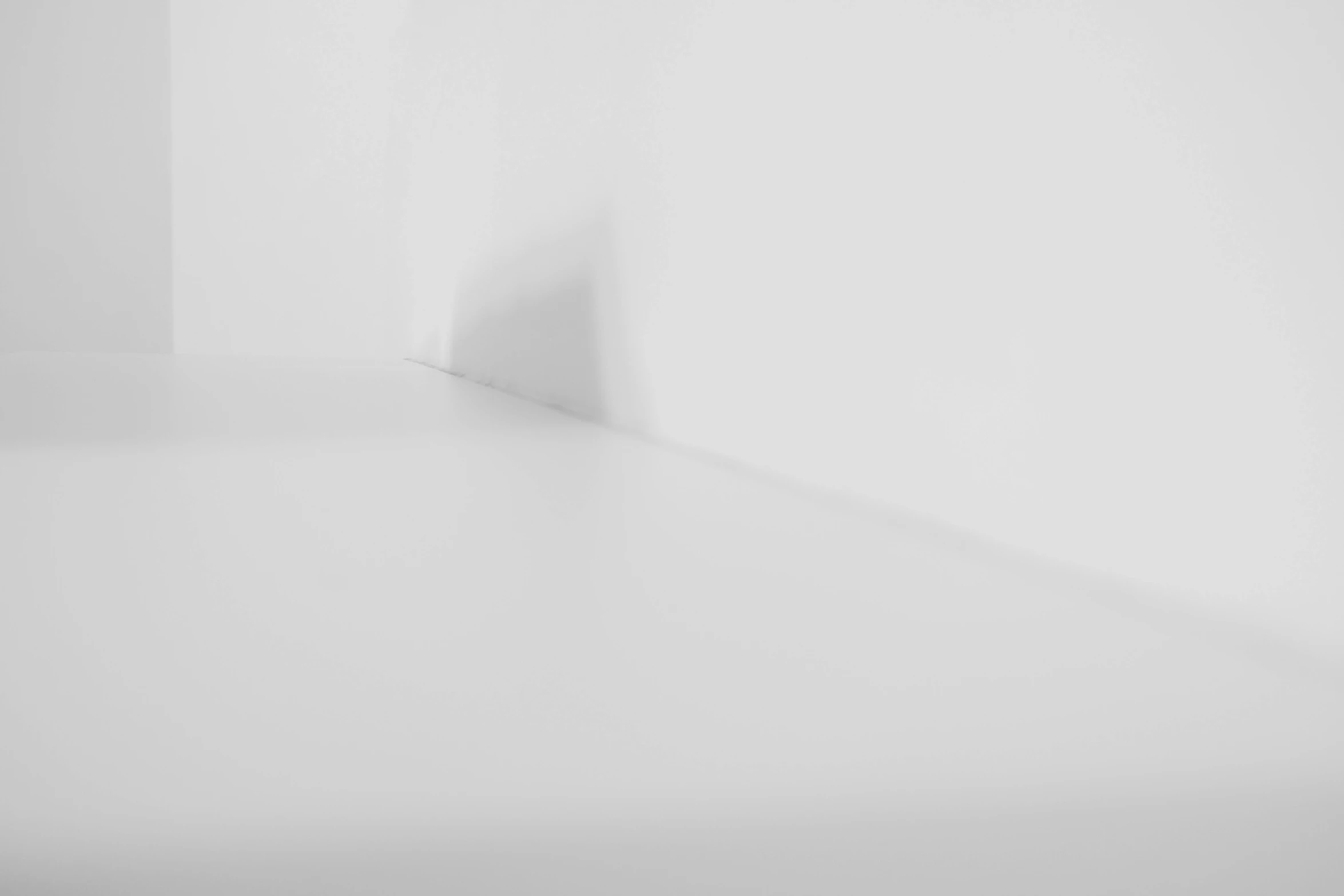 a black and white photo of a corner of a room, by Jan Kupecký, unsplash, postminimalism, abstract white fluid, white background : 3, abstract claymation, white in color