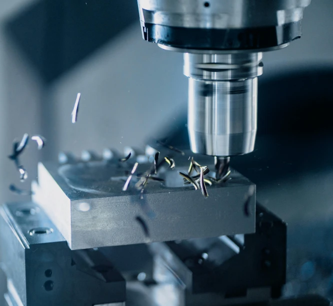 a close up of a machine cutting a piece of metal, an engraving, pexels, instagram post, multi-part, aluminum, tungsten