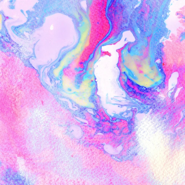 a close up of a painting of a person on a surfboard, an album cover, inspired by Shōzō Shimamoto, unsplash, process art, iridescent soapy bubbles, made of cotton candy, digital art hi, paint pour