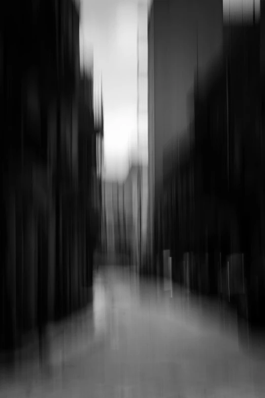 a black and white photo of a city street, inspired by Pierre Pellegrini, unsplash, conceptual art, (abstract), blurred face, ello, square