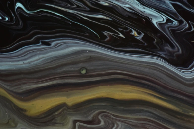 a close up of a liquid painting on a surface, by Anson Maddocks, tar pit, orbiting a gas giant, color interference, fine swirling lines