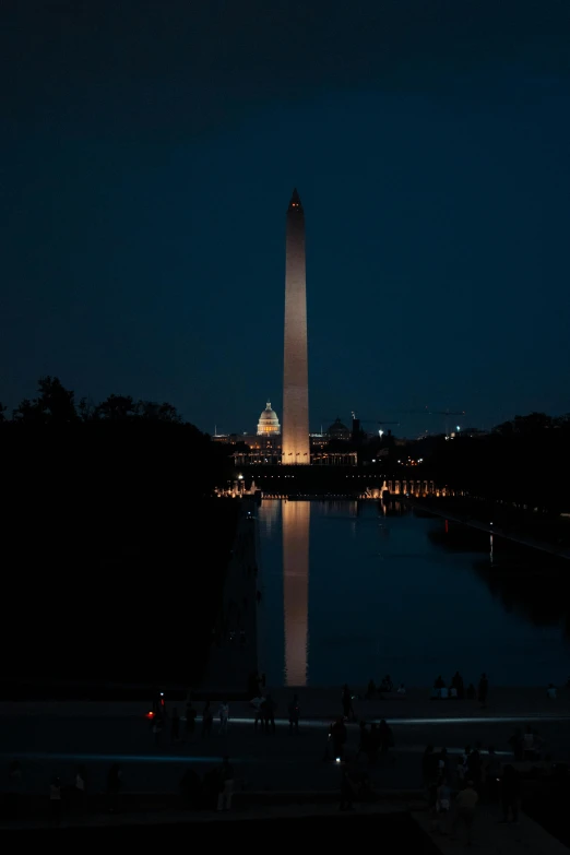 a view of the washington monument at night, calm afternoon, promo image, profile image