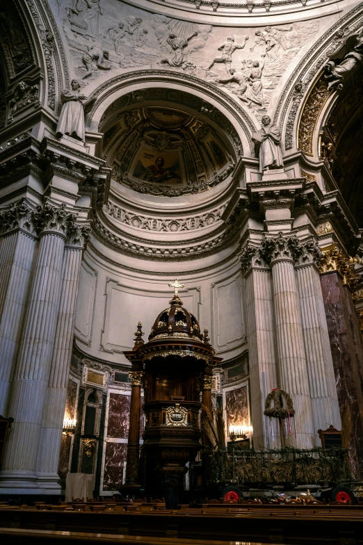 a church with a clock inside of it, by Gian Lorenzo Bernini, baroque, sitting on an royal throne, looking from shoulder, tall arches, 2 5 6 x 2 5 6 pixels