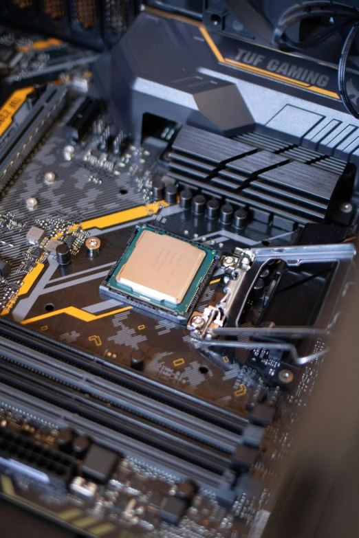 a close up of a computer mother board, a computer rendering, reddit, inside a grand, it specialist, a high angle shot, gaming pc