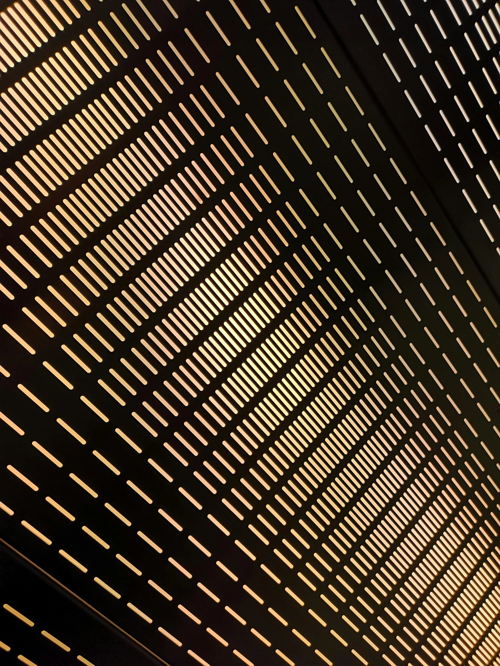 a close up of the ceiling of a building, by Carey Morris, light and space, screen light, black and gold colors, perfect lighting pixel sorting, square lines