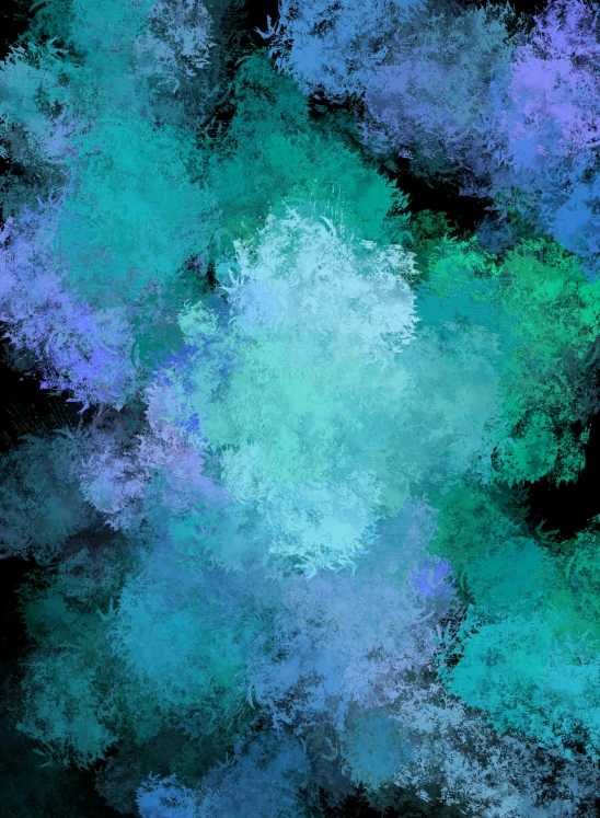 a blue and green abstract painting on a black background, a digital painting, inspired by Benoit B. Mandelbrot, trending on deviantart, generative art, some clouds, ilustration, digital art - n 9, texture map