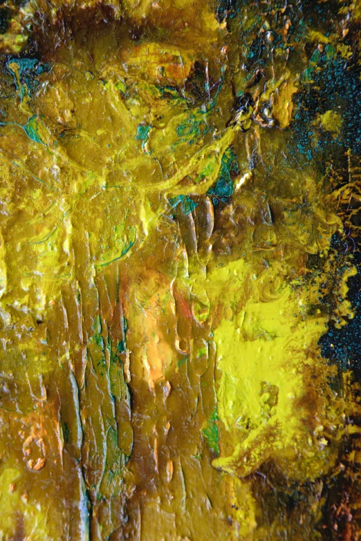 a painting of a yellow tree in a forest, an abstract painting, inspired by Zao Wou-Ki, flickr, lyrical abstraction, made of wax and oil, ultrafine detail ”