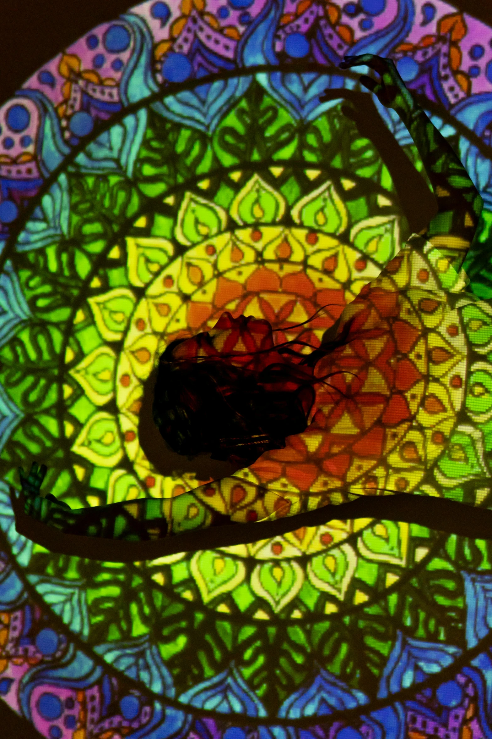 a close up of a plate with a clock on it, a digital rendering, inspired by Louis Comfort Tiffany, psychedelic art, animation still screencap, backlit stained glass, portrait of a sacred serpent, intricate environment - n 9