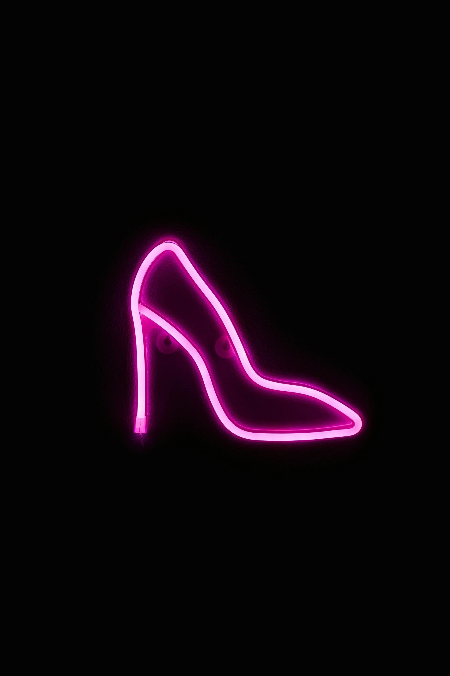 a neon shoe on a black background, an album cover, pexels, figuration libre, ((pink)), girly, neon signs, aesthetic!!!!!