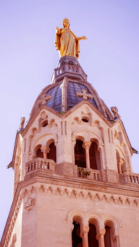 a clock tower with a statue on top of it, inspired by Christopher Wren, unsplash, romanesque, teruel city in 1989, glass domes, high-body detail, rudolf béres