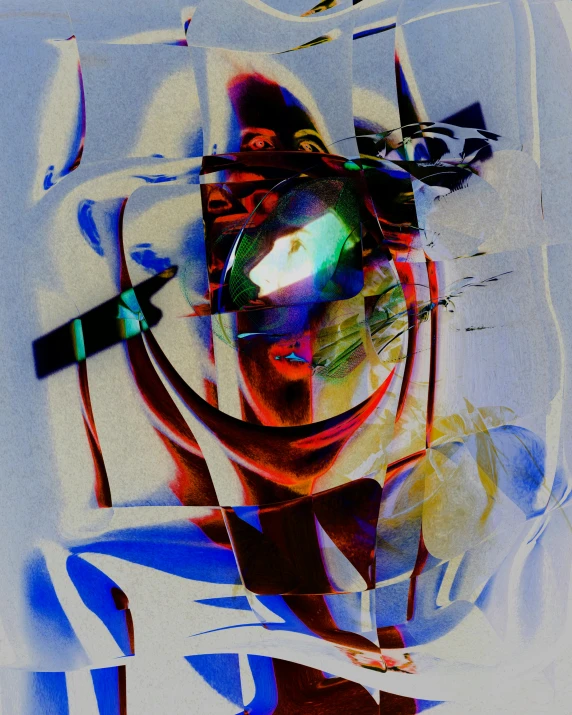 a painting of a man holding a baseball bat, an abstract painting, inspired by Gao Cen, pexels contest winner, panfuturism, see through glass hologram mask, hyper color photograph, eyes projected onto visor, moholy nagy