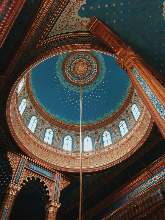 a dome in the middle of a building, inspired by Gustave Boulanger, unsplash contest winner, art nouveau, mosque synagogue interior, 2 5 6 x 2 5 6 pixels, moody : : wes anderson, interior of a small