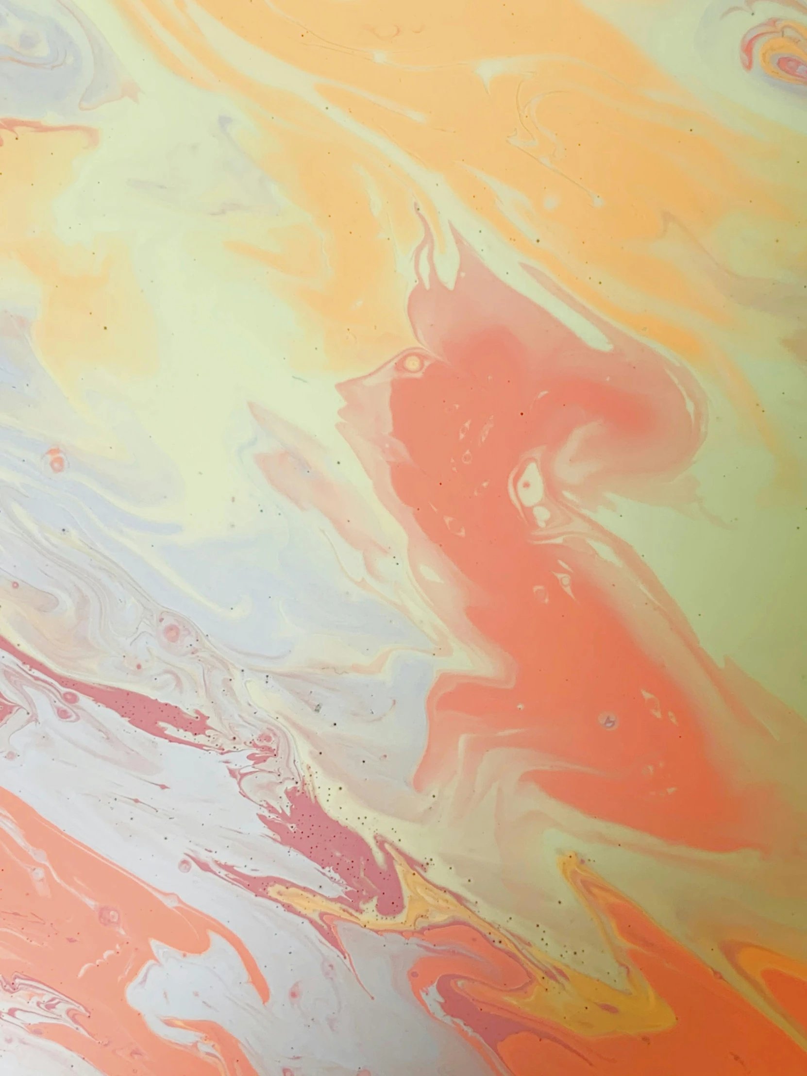 a cat sitting on top of a toilet next to a roll of toilet paper, inspired by Yanjun Cheng, trending on unsplash, metaphysical painting, swirly liquid fluid abstract art, orange pastel colors, lacquer on canvas, pale as marble