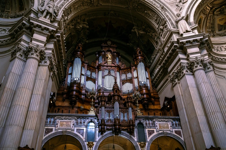 a group of people standing in front of a large organ, pexels contest winner, baroque, thumbnail, high arched ceiling, high details photo, transparent background