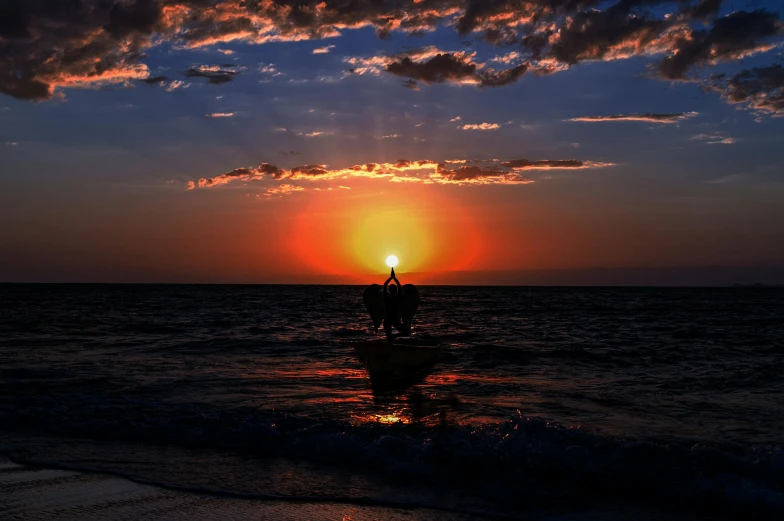 a person riding a horse on a beach at sunset, at night, photo of the middle of the ocean, boat with lamp, unsplash photography