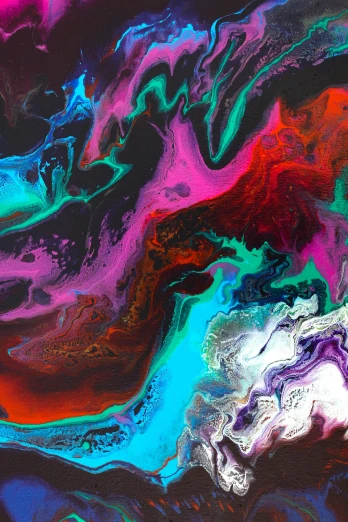 a painting with different colors on it, trending on pexels, abstract art, aerial iridecent veins, molten plastic, cosmic, swirly