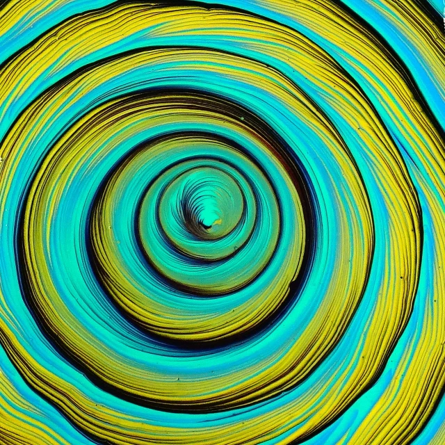 a painting of a blue and yellow spiral, by Jan Rustem, pexels, generative art, black cyan gold and aqua colors, digital art. colorful comic, acrylic on canvas, saatchi art