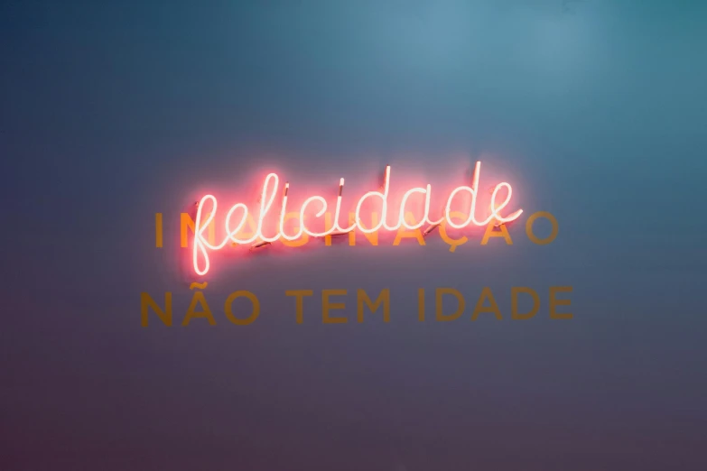 a neon sign on the side of a building, inspired by Felipe Seade, trending on unsplash, looks like fabiula nascimento, lighthearted celebration, ( ( theatrical ) ), instagram post