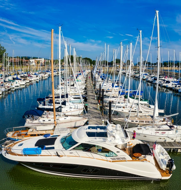 a marina filled with lots of white boats, a portrait, shutterstock, renaissance, esher, slightly sunny weather, taken in 2 0 2 0, thumbnail