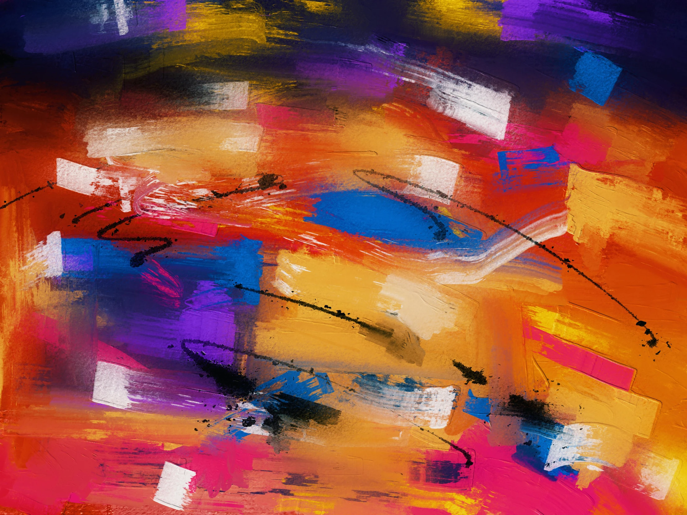 a painting with lots of different colors on it, a digital painting, pexels contest winner, abstract art, purple orange colors, full of colour 8-w 1024, 144x144 canvas, digital ilustration