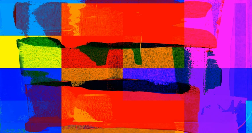 a painting with different colors of paint on it, a digital painting, inspired by John Hoyland, lyrical abstraction, rectangles, digital art. colorful comic, tribal red atmosphere, 144x144 canvas