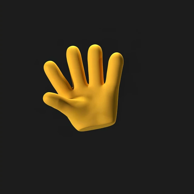 a yellow glove on a black background, trending on polycount, graffiti, exactly 5 fingers, digital art emoji collection, 3 d print, ad image