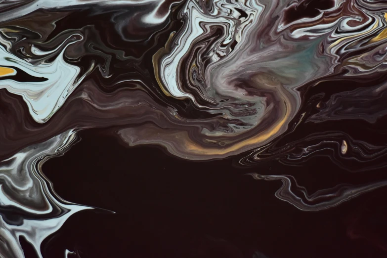 a close up of a black and white painting, an abstract painting, pexels contest winner, chocolate river, glowing liquid, gloomy colors, an ai generated image