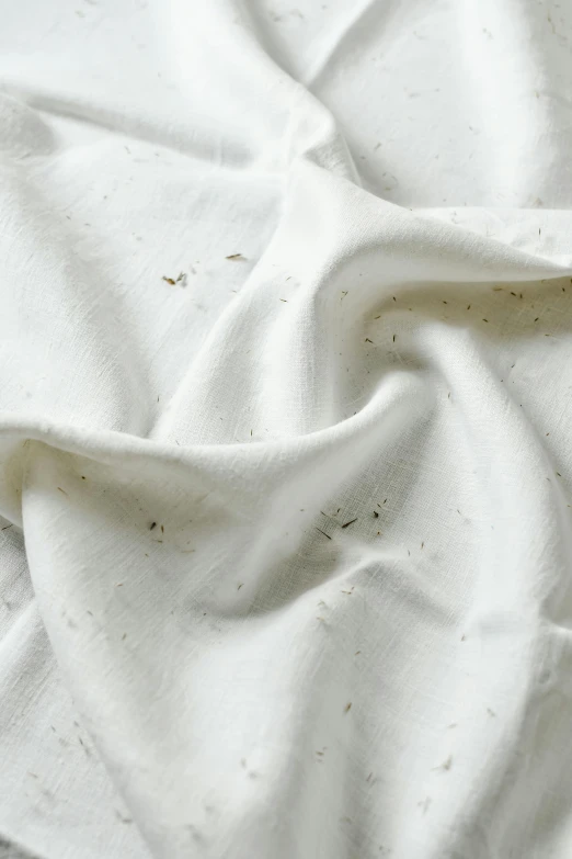 a close up of a white cloth on a bed, inspired by Marina Abramović, renaissance, dried herbs, creamy, detailed product image, clay texture