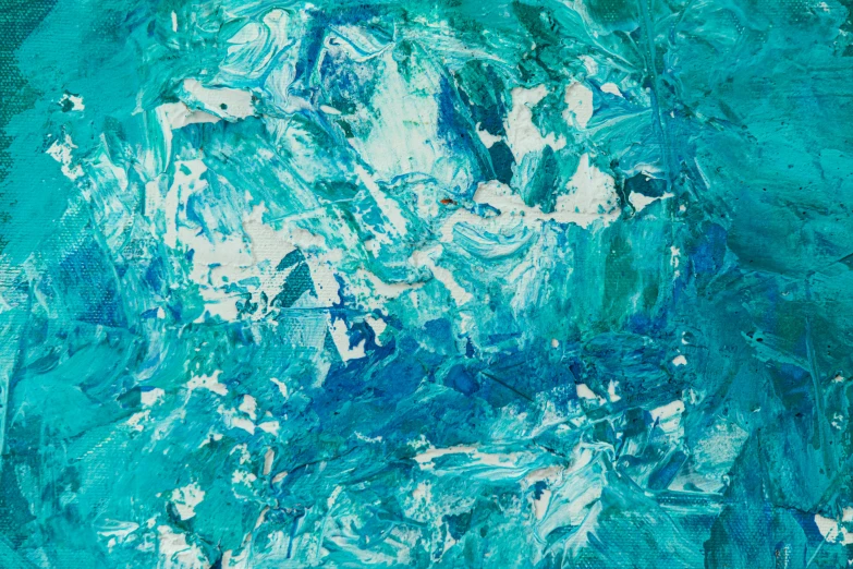 a painting with blue and white paint on it, unsplash, abstract expressionism, glistening seafoam, turqouise, three fourths view, having fun
