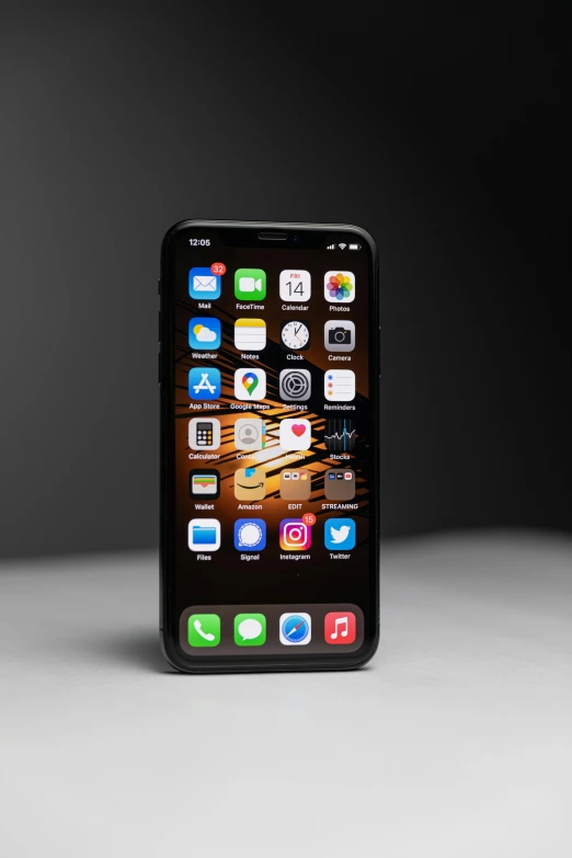 an iphone sitting on top of a table, by Adam Rex, pexels, 256x256, black oled background, ios app icon, ( ( theatrical ) )