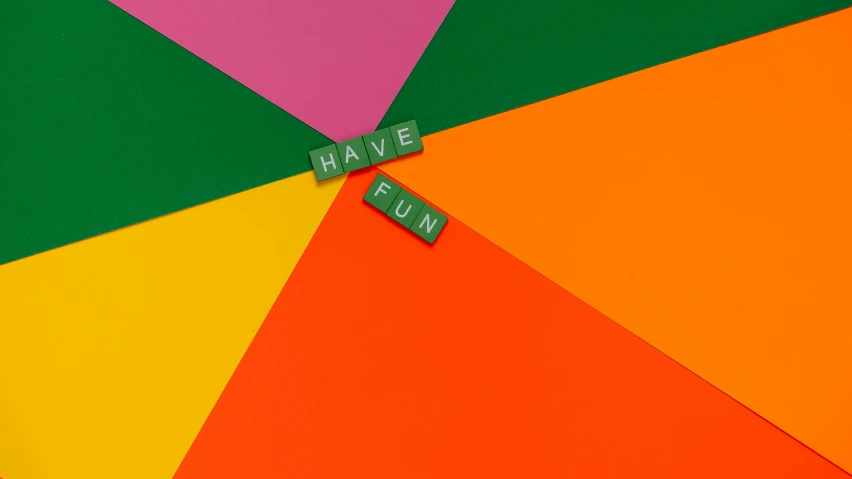 a colorful umbrella with the word have fun written on it, an album cover, inspired by Hans Hofmann, trending on unsplash, color field, board games, maxim sukharev, color blocks, fun - w 704