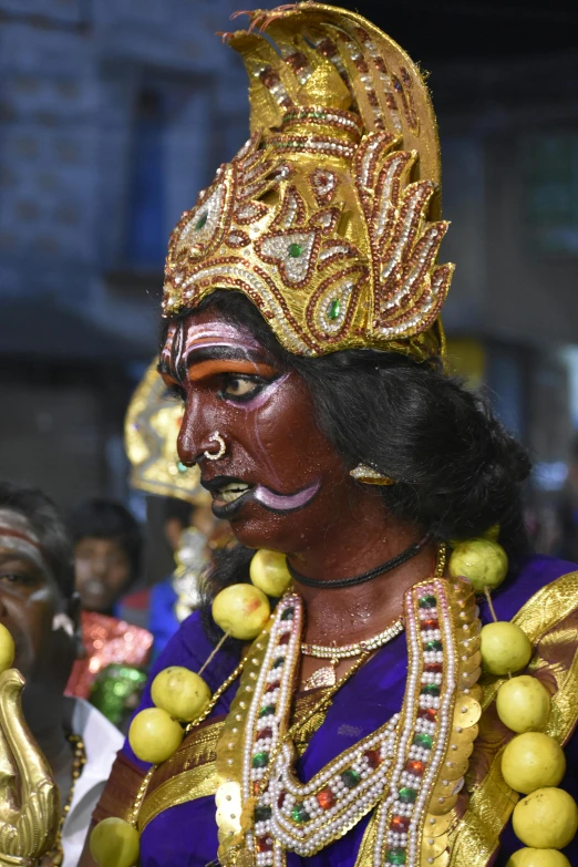 a close up of a person wearing a costume, bengal school of art, colorful crowd, god of the underworld, square, slide show
