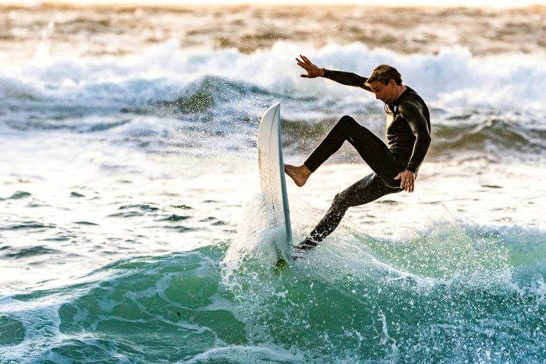 a man riding a wave on top of a surfboard, pexels contest winner, figuration libre, australian beach, doing a kick, complex and intricate, skintight suits