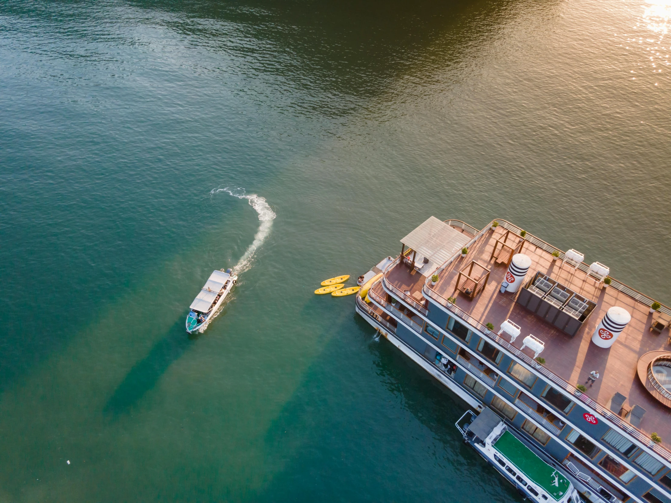 a couple of boats that are in the water, a digital rendering, pexels contest winner, laos, aerial, steamboat willy, thumbnail