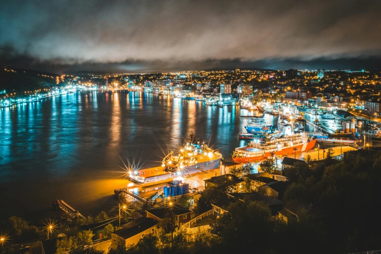 a harbor filled with lots of boats at night, pexels contest winner, magical soviet town, avatar image