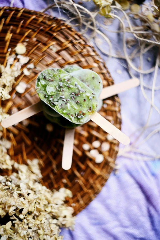 a close up of a plate of food on a table, ice cream, algae, diy, thumbnail