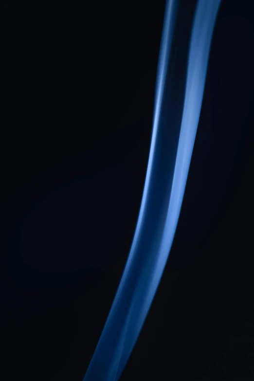 a close up of smoke on a black background, an abstract sculpture, by Doug Ohlson, blue translucent resin, curved sword, straight smooth vertical, rim light smooth