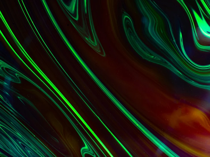 a close up of a green and black background, an album cover, trending on pexels, lyrical abstraction, red glowing veins, iridescent titanium, iridescent tubes, malachite