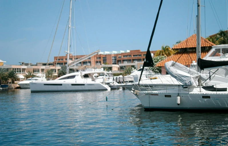 a number of boats in a body of water, barcelo tomas, zenobia, easygoing, very crisp details