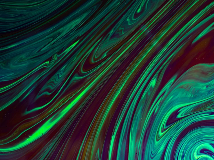 a green and blue swirl on a black background, a microscopic photo, inspired by Richter, pexels, generative art, made of holographic texture, red green black teal, background(solid), abalone