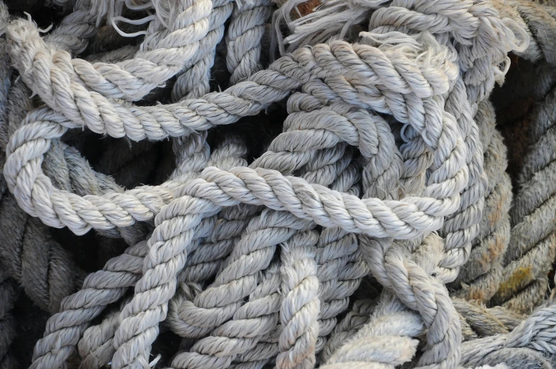 a pile of rope sitting on top of a pile of wood, grey colours, thumbnail, sailor clothing, tendrils