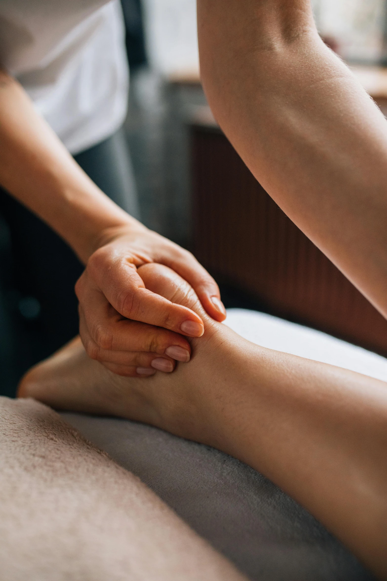 a woman getting a foot massage at a spa, unsplash, renaissance, square, low details, paul barson, swollen muscles