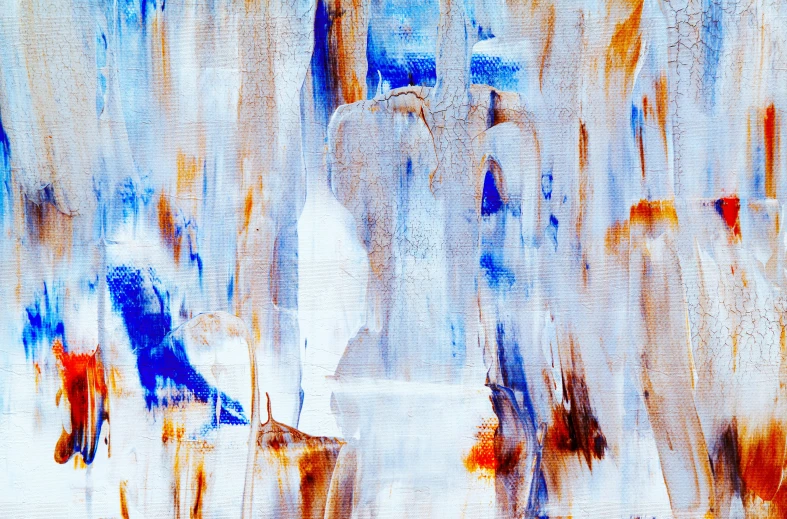 an abstract painting with blue, orange, and white colors, pexels contest winner, brown, 144x144 canvas, winter painting, transparent