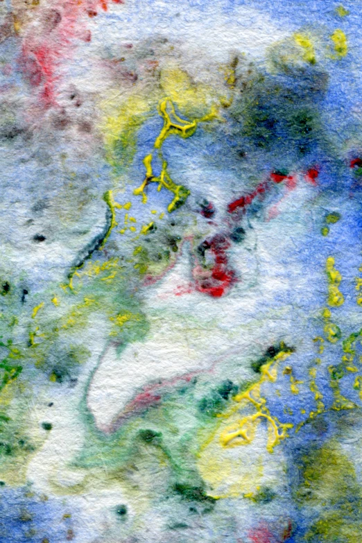 a close up of a painting on a piece of paper, flickr, felt, mottled coloring, digital art”