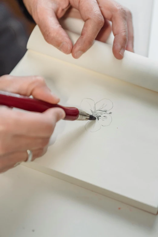 a close up of a person writing on a piece of paper, a drawing, arbeitsrat für kunst, jaquet droz, cartoons, sculpting, ilustration